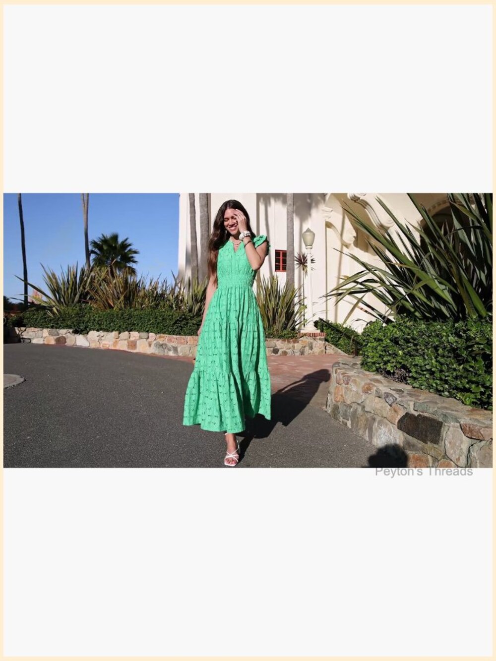 Boho Maxi Dress Floral Lace Eyelet V Neck Flutter Sleeve Wedding Guest Vacay - Picture 7 of 7